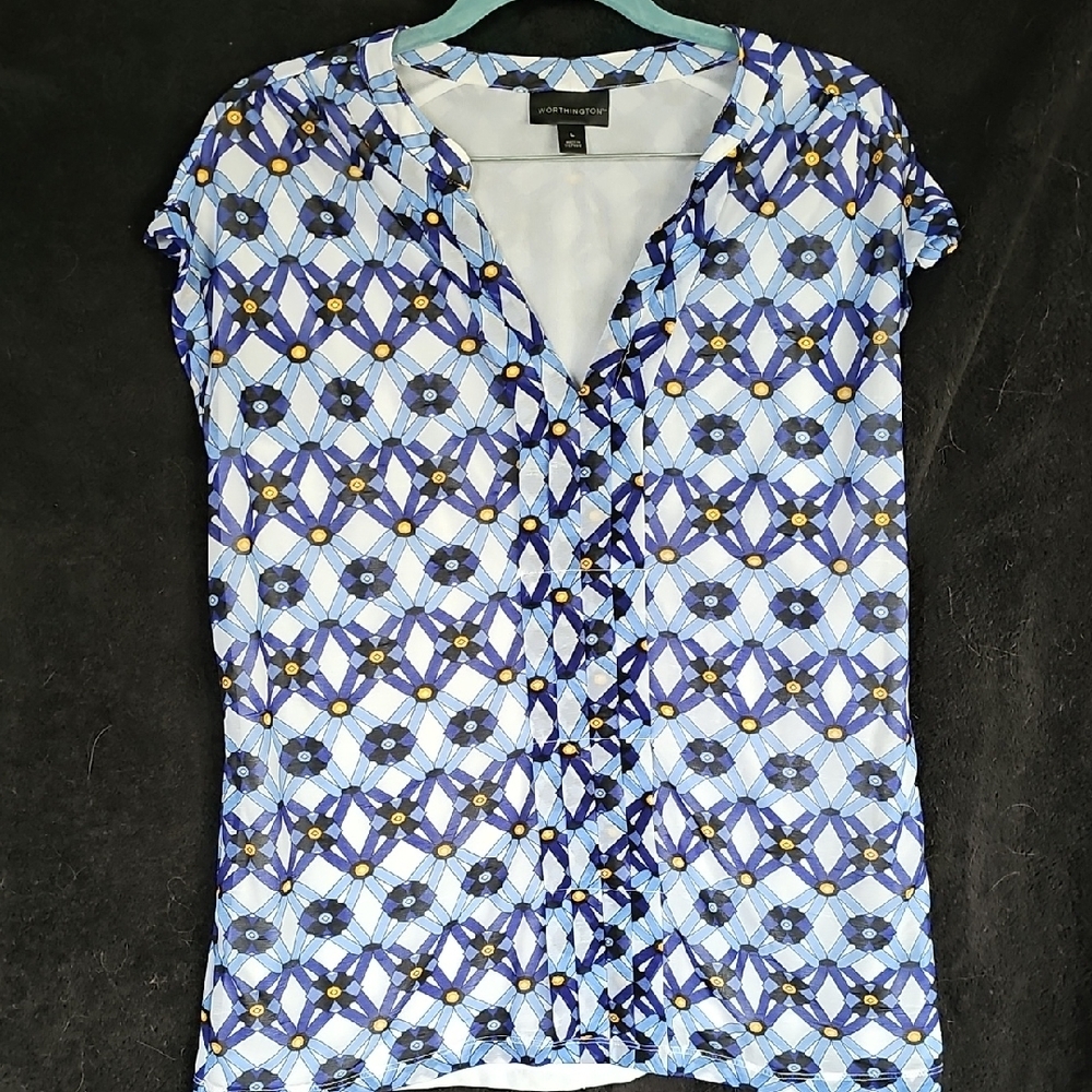 Blue Patterned Women's Top